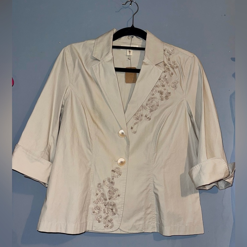 Coldwater Creek Cream Embroidered Blazer